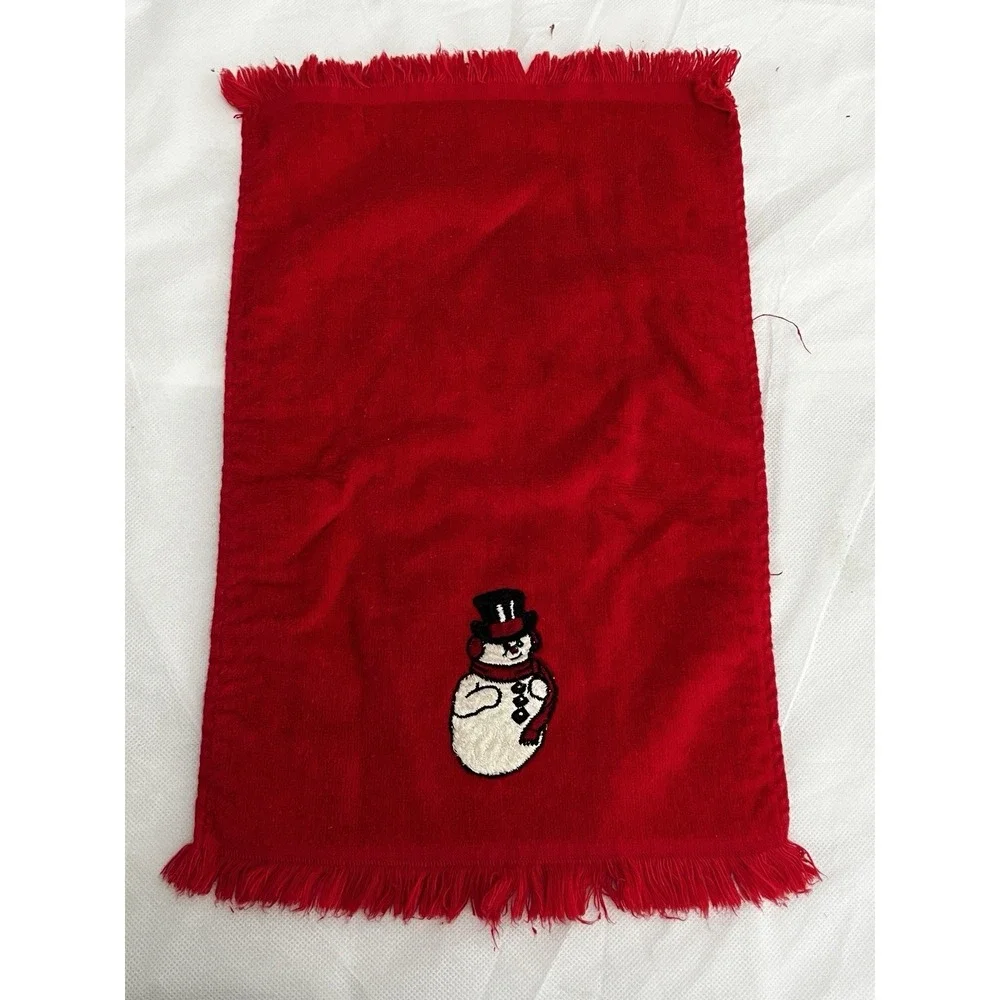 Vtg Christmas Embroidered Fingertip Holiday Decorative Hand Towels Lot Of 12